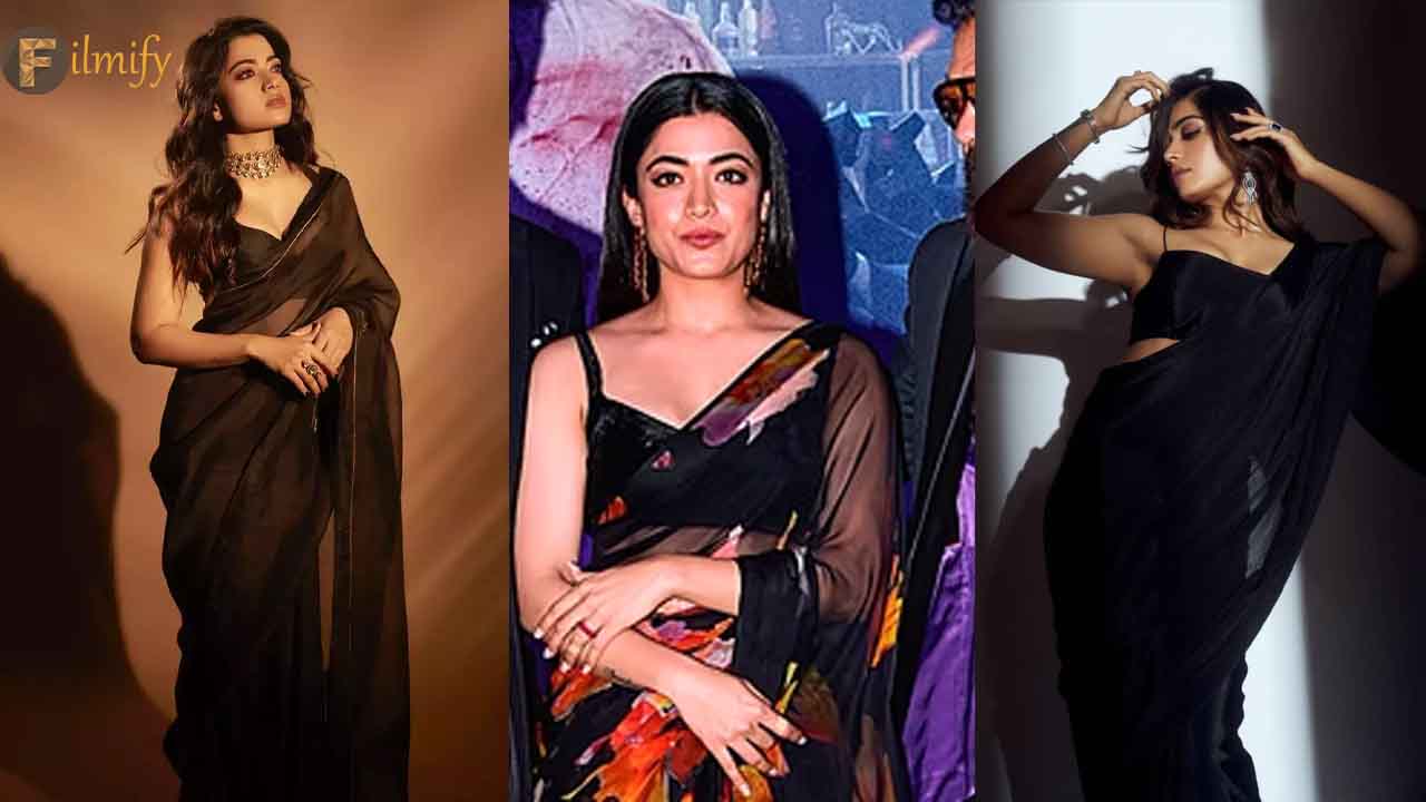 Rashmika Mandanna is making a fashion statement in these black sarees!