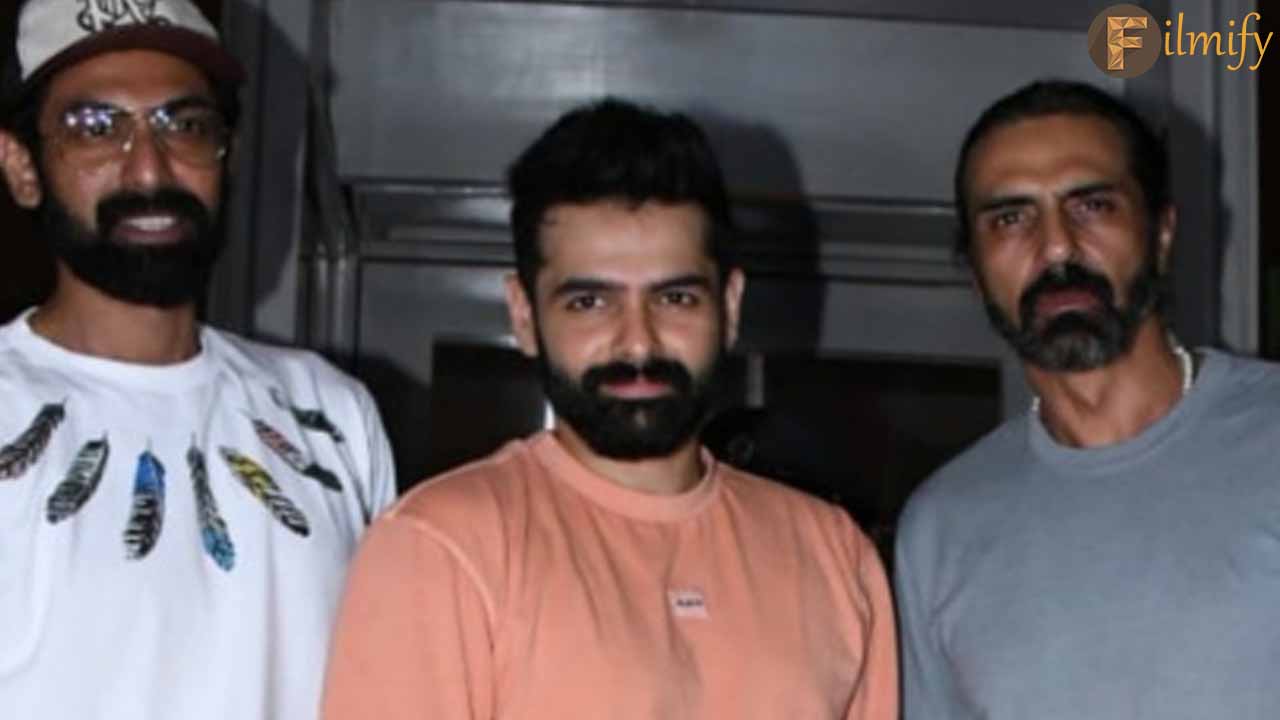 Ram Pottineni spotted with Rana Daggubati and Arjun Rampal in Mumbai