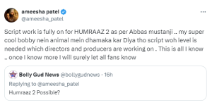 Ameesha Patel Expresses Interest in “Gadar 3” and Confirms “Humraaz 2”