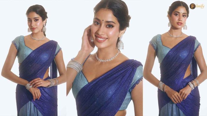 Janhvi Kapoor shines in shimmery Blue Half Saree flaunting Thangam in her