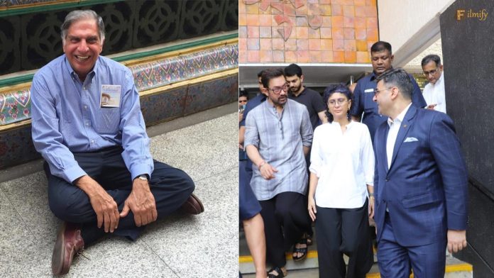 Aamir Khan and Kiran Rao at Ratan Tata’s funeral to pay their respects